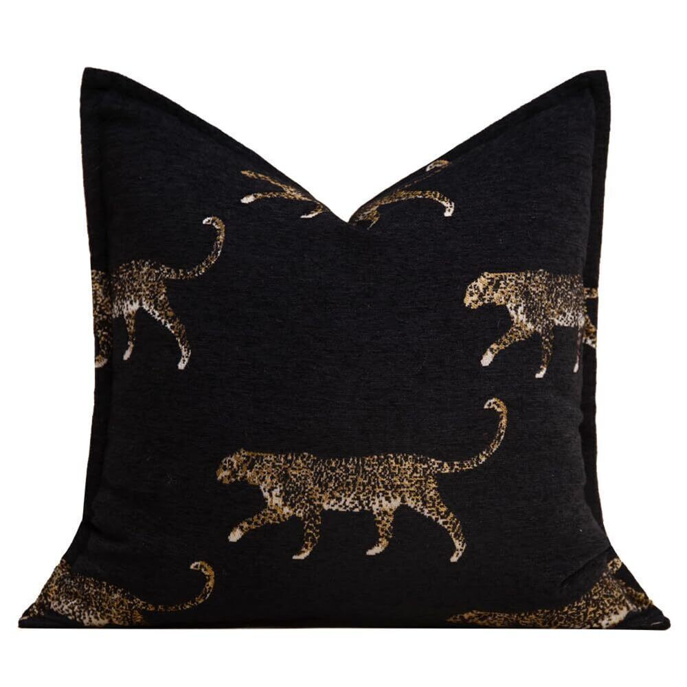 6013 Luxury Tiger Jacquard Throw Pillow Cover Soft Velvet Animal Pattern